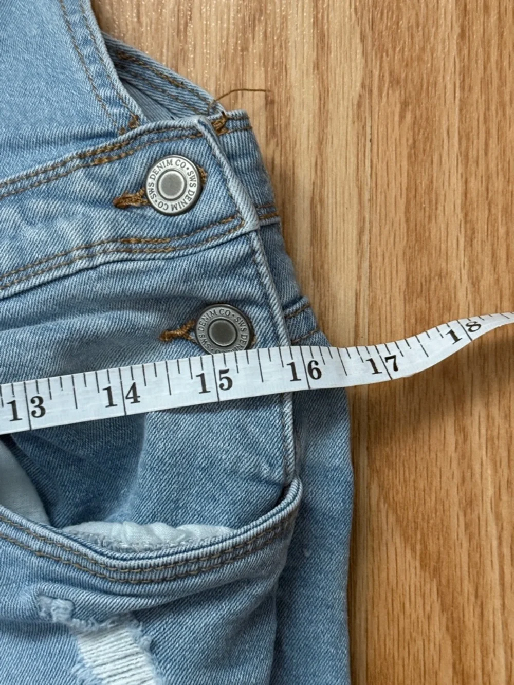 Light Blue Distressed Denim Overalls - Women Jeans - Picture 5 of 6